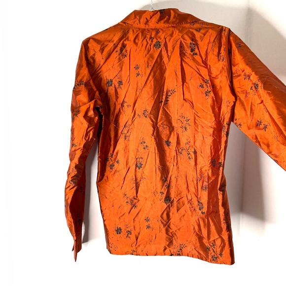 ESCADA Margaretha Ley Silk Copper Black Floral Button Blouse - Picture 9 of 9